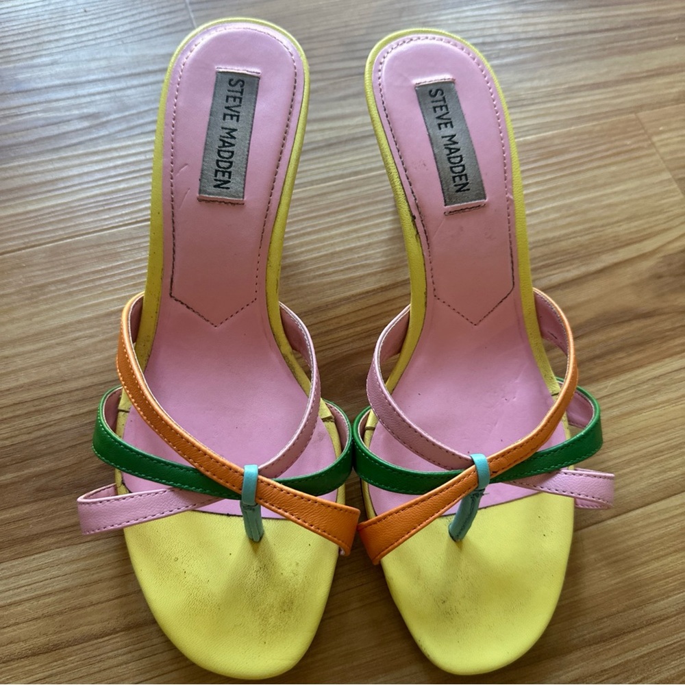 Steve Madden Yellow and Pink Strappy Heels
